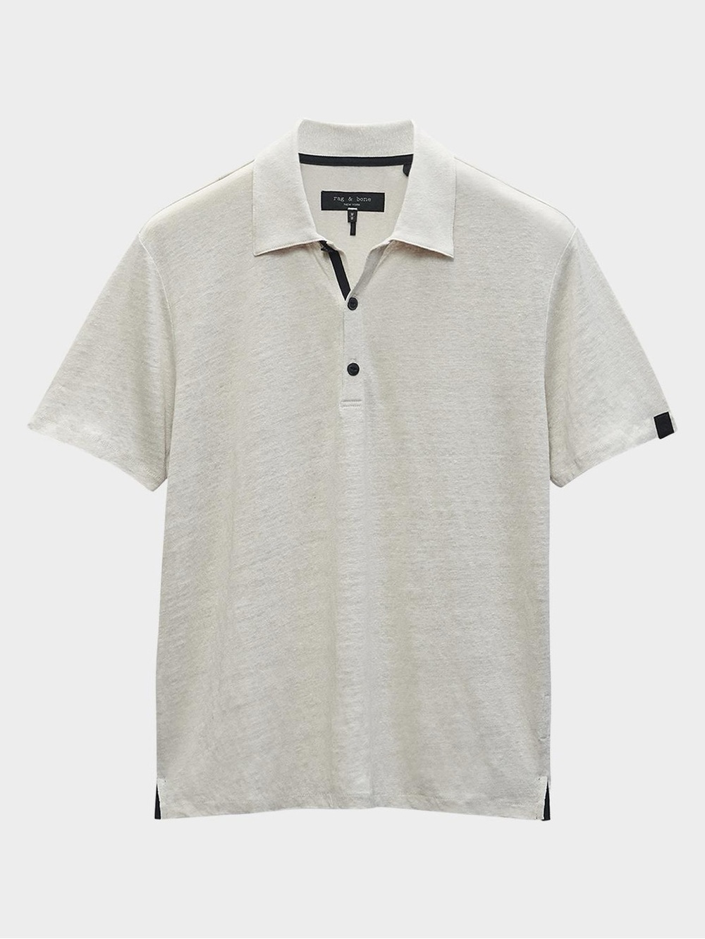 Rag & bone Men's Taped Linen Polo Shirt Sz Small in neutral oatmeal